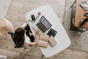 Girl working online business in UAE