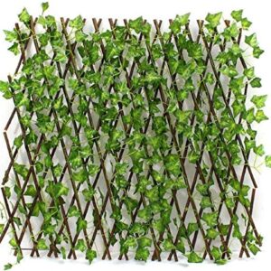 Egardenkart Bamboo Garden Fence – Expandable, Bamboo Fence for Balcony Decor | Balcony Fence Trellis with Leaves Plastic | bamboo Fencing (Green)