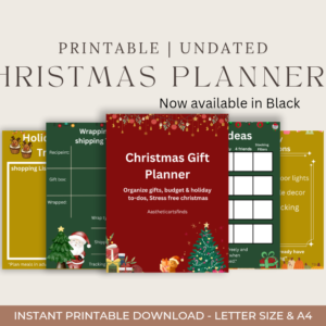 Christmas Gift Planner Bundle | Printable Holiday Gift Planner + Color Gift Tags + DIY Card Envelopes | Christmas Digital Download