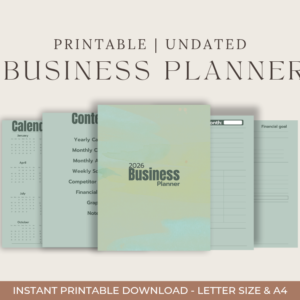 2026 Business Planner Printable | Digital Planner PDF | Small Business Organizer | Editable Planner Template | Goal & Finance Tracker | Instant Download