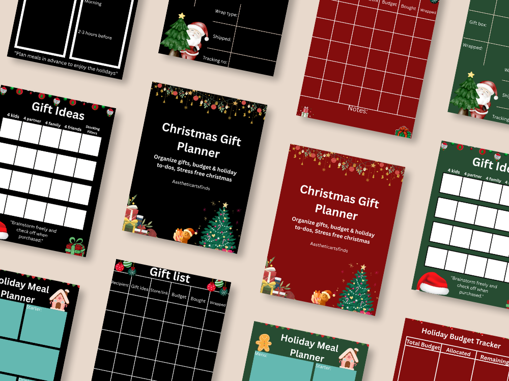 Christmas Gift Planner Bundle | Printable Holiday Gift Planner + Color Gift Tags + DIY Card Envelopes | Christmas Digital Download 4 Christmas Gift Planner Bundle | Printable Holiday Gift Planner + Color Gift Tags + DIY Card Envelopes | Christmas Digital Download - Image 3
