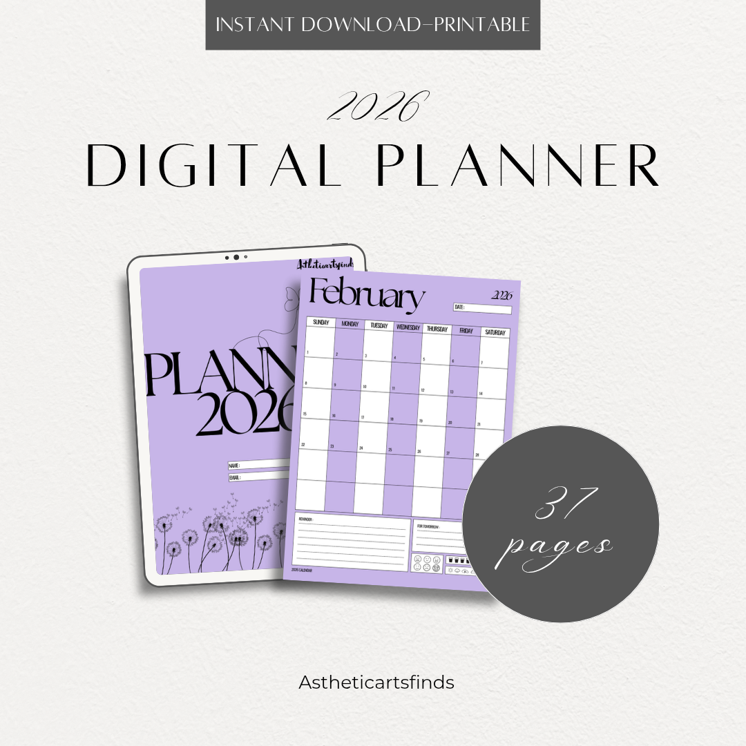 “2026 Purple Planner PDF – Aesthetic Digital Planner, Goal Tracker, Habit Tracker, Weekly & Monthly Printable Organizer, Instant Download 4 “2026 Purple Planner PDF – Aesthetic Digital Planner, Goal Tracker, Habit Tracker, Weekly & Monthly Printable Organizer, Instant Download - Image 2
